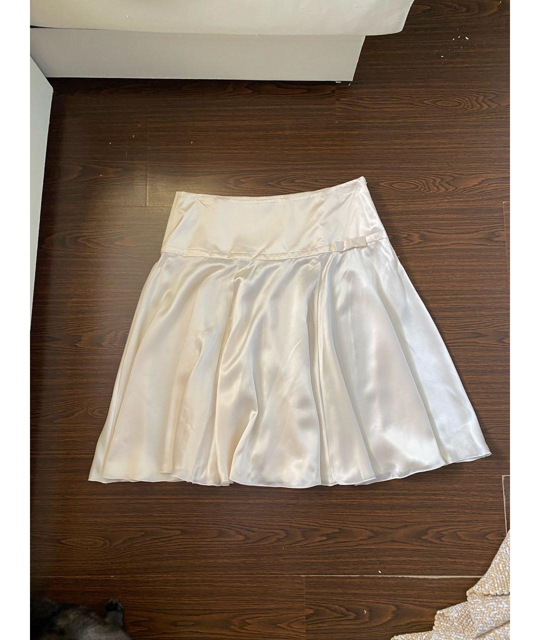 SALVATORE FERRAGAMO Бежевая шелковая юбка миди, фото 8