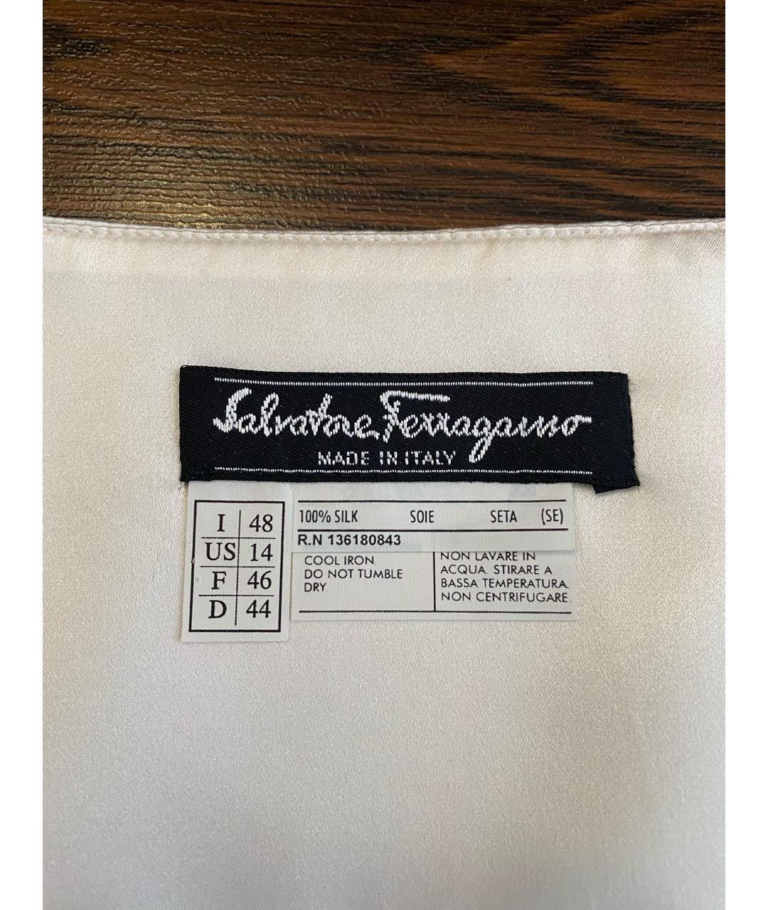 SALVATORE FERRAGAMO Бежевая шелковая юбка миди, фото 4