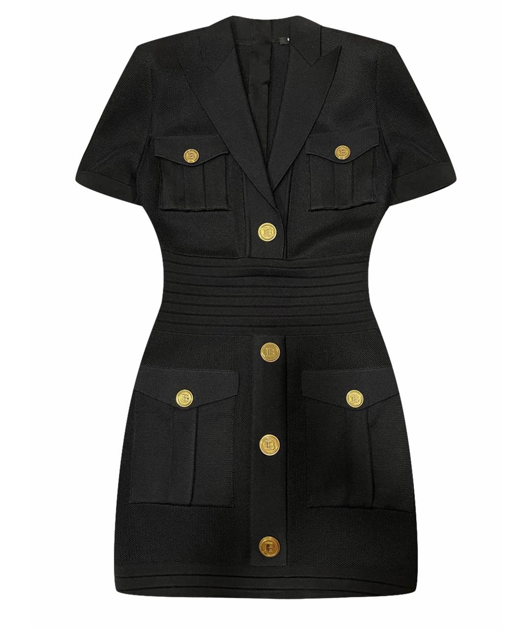 BALMAIN Черное вискозное коктейльное платье, фото 1