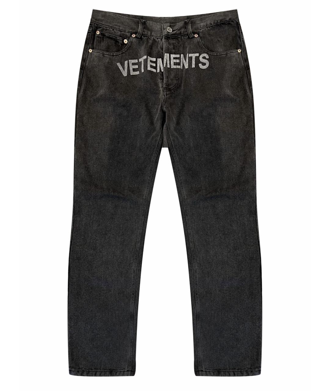 VETEMENTS Черные хлопковые прямые джинсы, фото 1