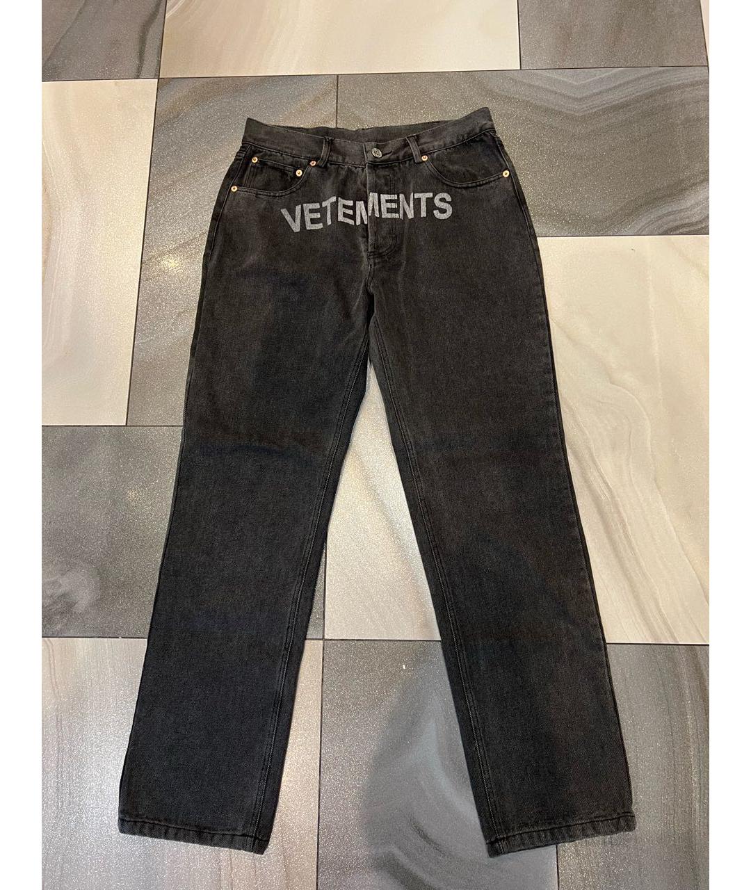 VETEMENTS Черные хлопковые прямые джинсы, фото 8