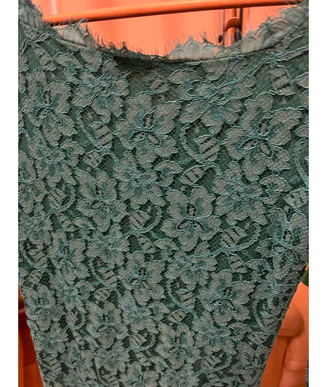 DIANE VON FURSTENBERG Бирюзовое кружевное коктейльное платье, фото 4