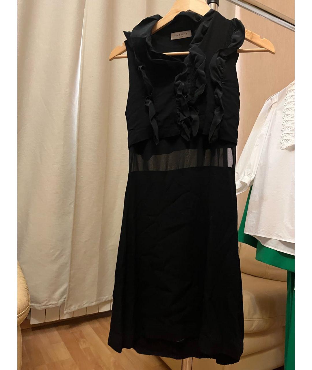 SANDRO Черное вискозное коктейльное платье, фото 3