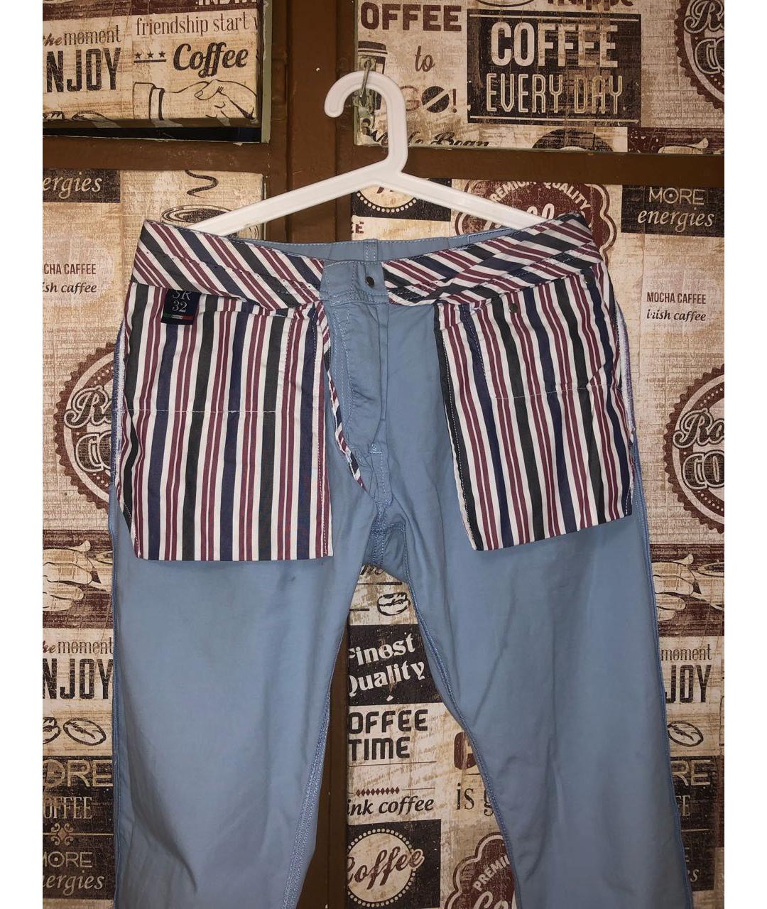 STEFANO RICCI Голубые хлопковые повседневные брюки, фото 3