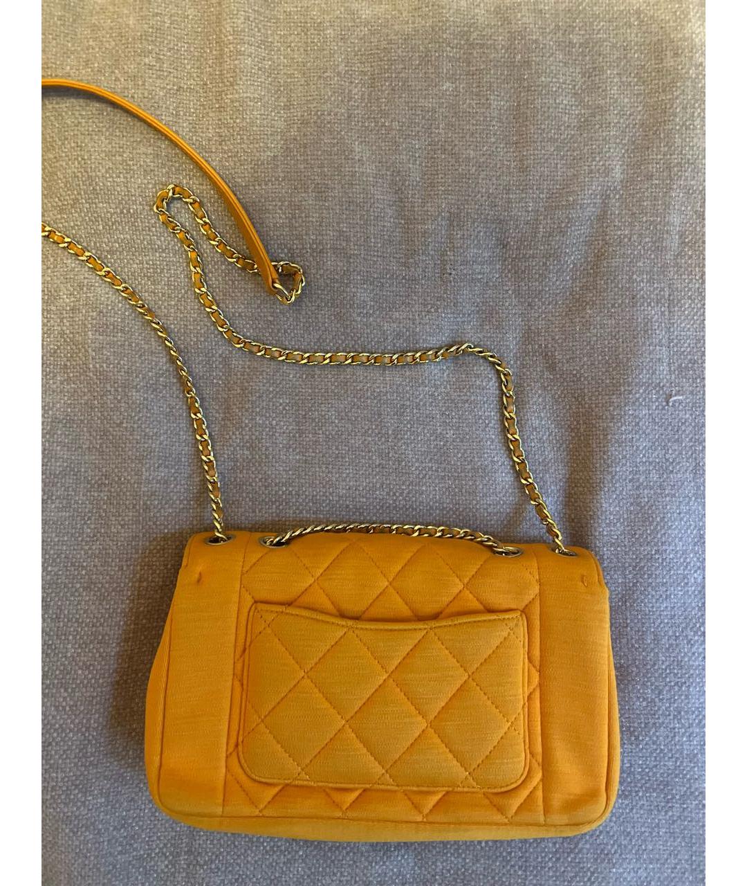 CHANEL PRE-OWNED Оранжевая тканевая сумка через плечо, фото 3