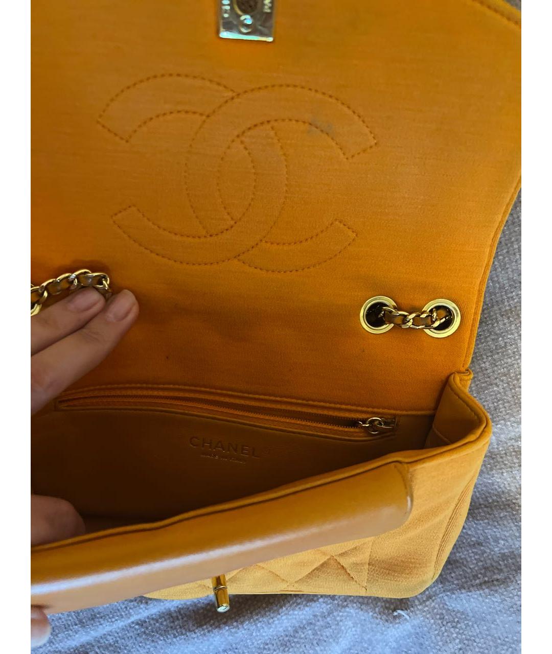 CHANEL PRE-OWNED Оранжевая тканевая сумка через плечо, фото 4