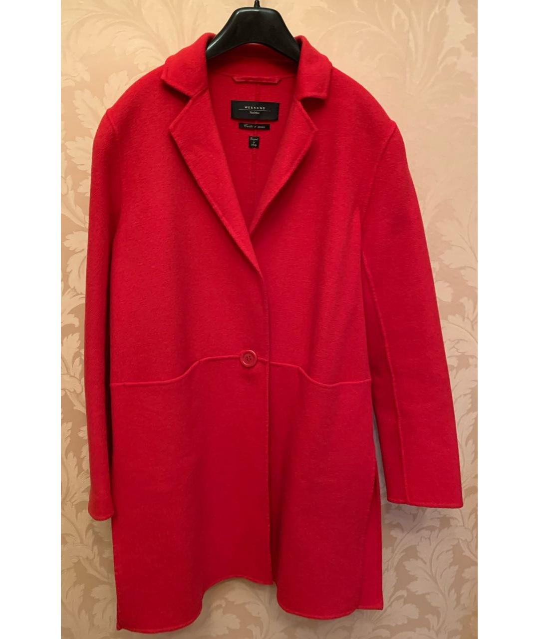 WEEKEND MAX MARA Красное шерстяное пальто, фото 5