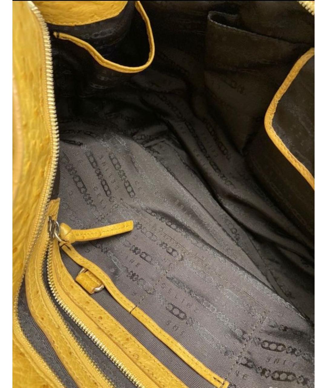 CELINE PRE-OWNED Желтая сумка с короткими ручками из экзотической кожи, фото 5