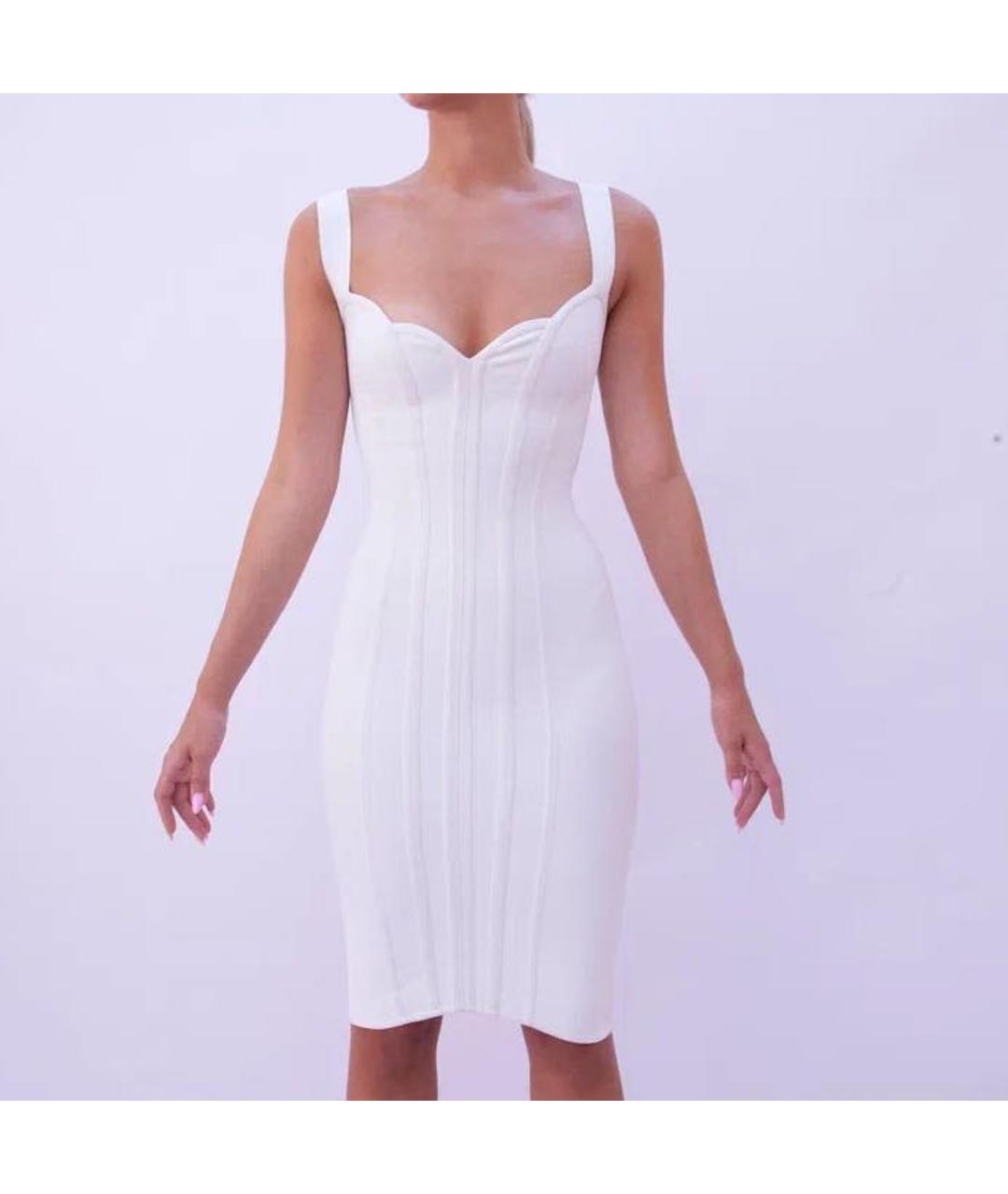 HERVE LEROUX Белое вискозное коктейльное платье, фото 8