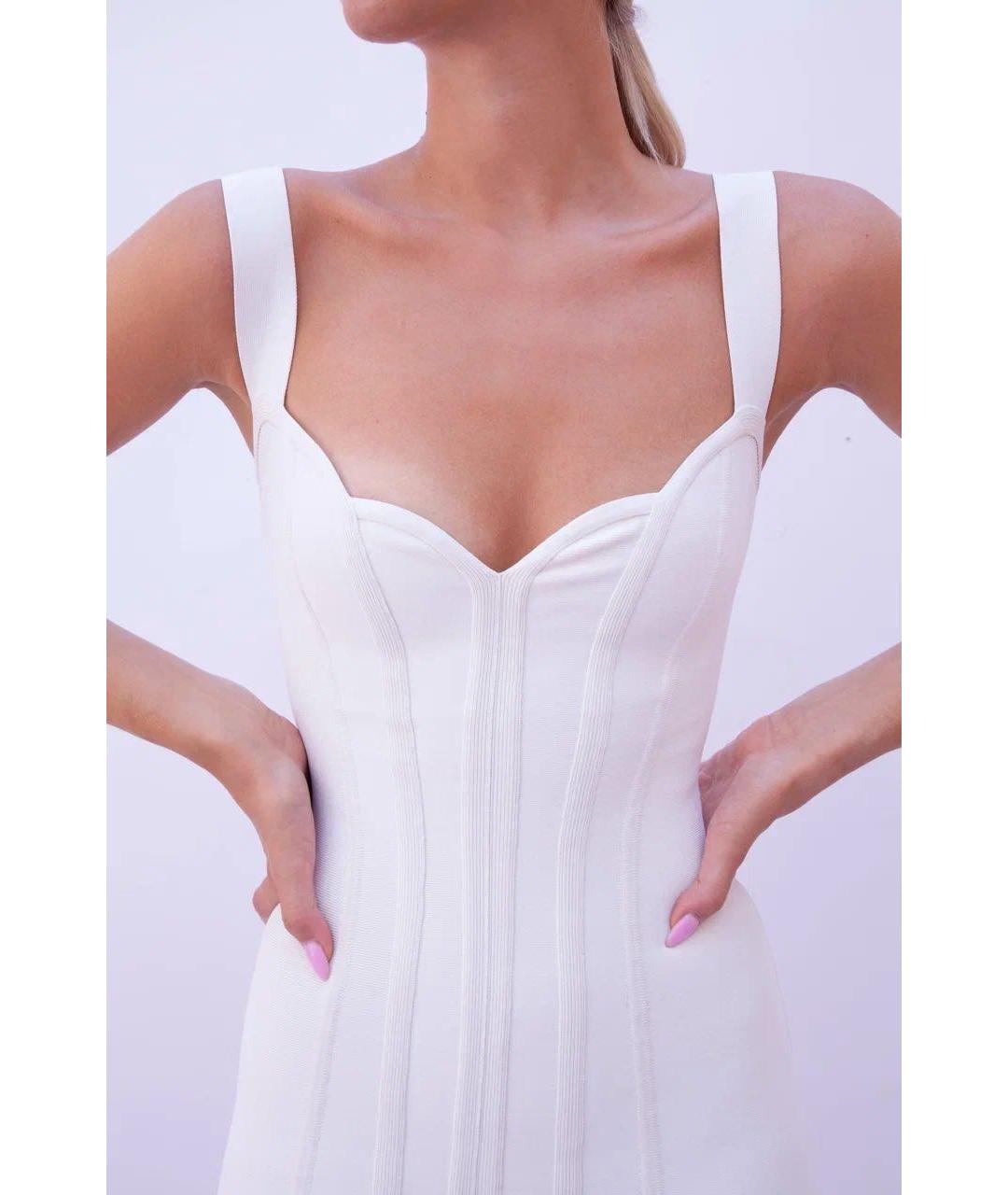 HERVE LEROUX Белое вискозное коктейльное платье, фото 4