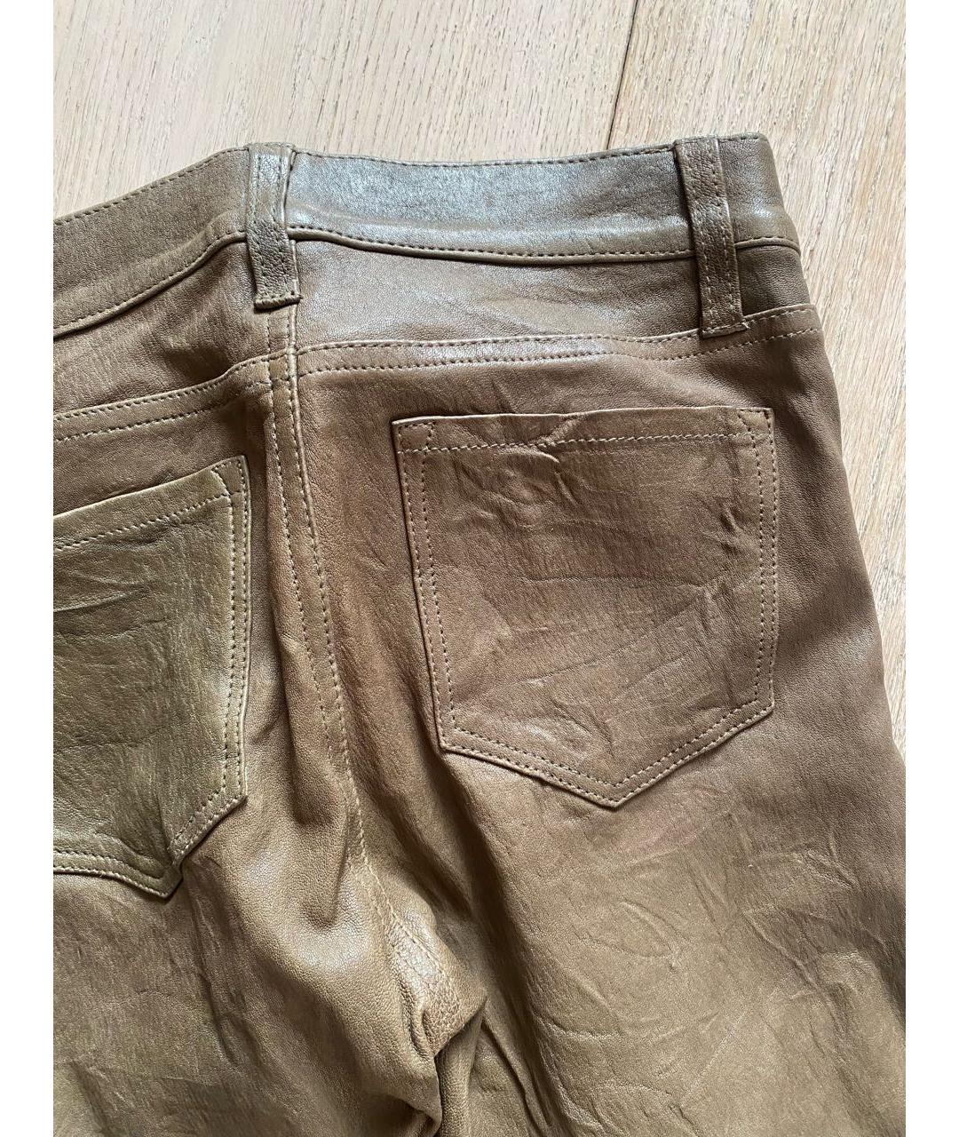 JBRAND Хаки кожаные брюки узкие, фото 3