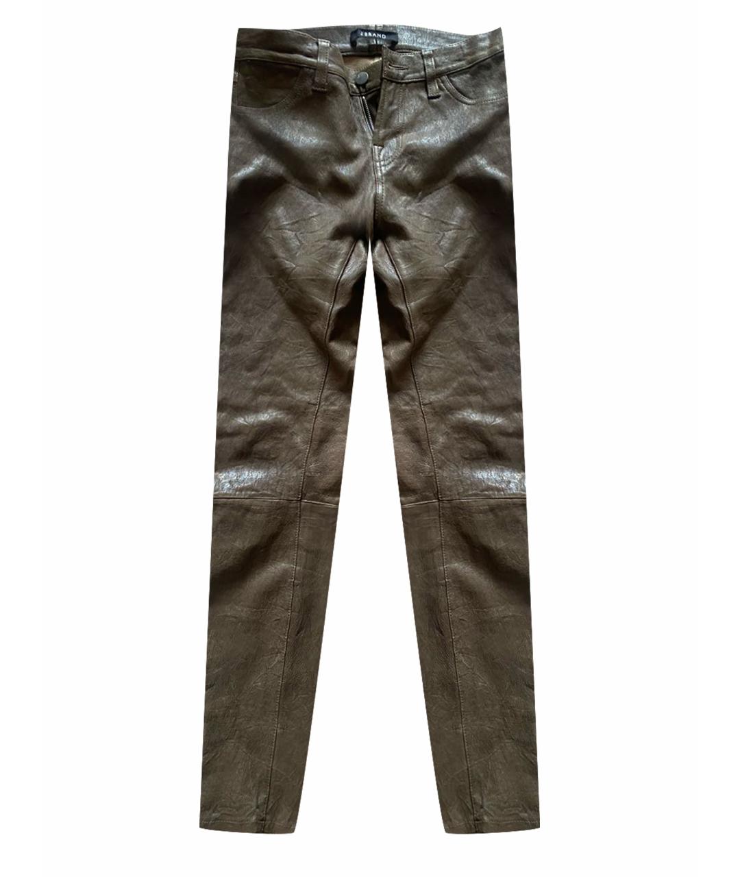 JBRAND Хаки кожаные брюки узкие, фото 1