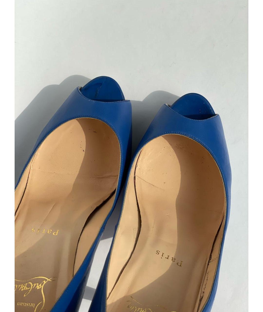 CHRISTIAN LOUBOUTIN Синие кожаные туфли, фото 4