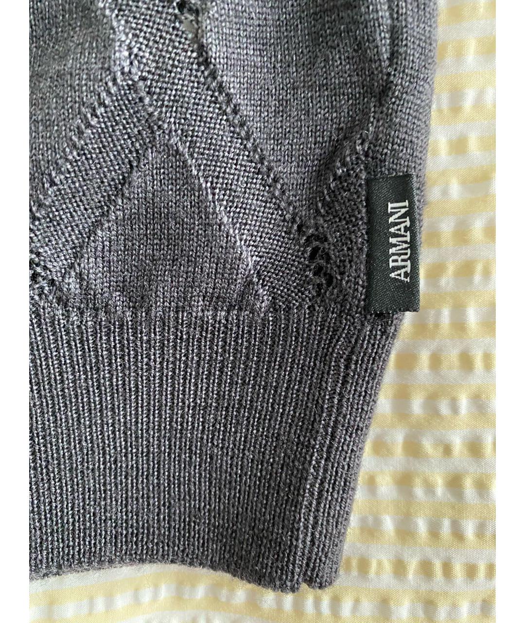 ARMANI COLLEZIONI Антрацитовый шерстяной джемпер / свитер, фото 3