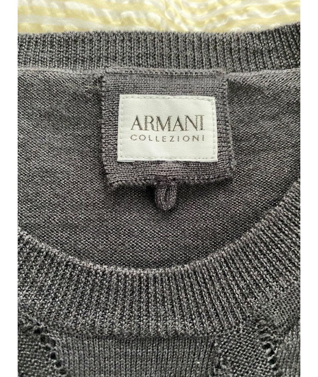 ARMANI COLLEZIONI Антрацитовый шерстяной джемпер / свитер, фото 2