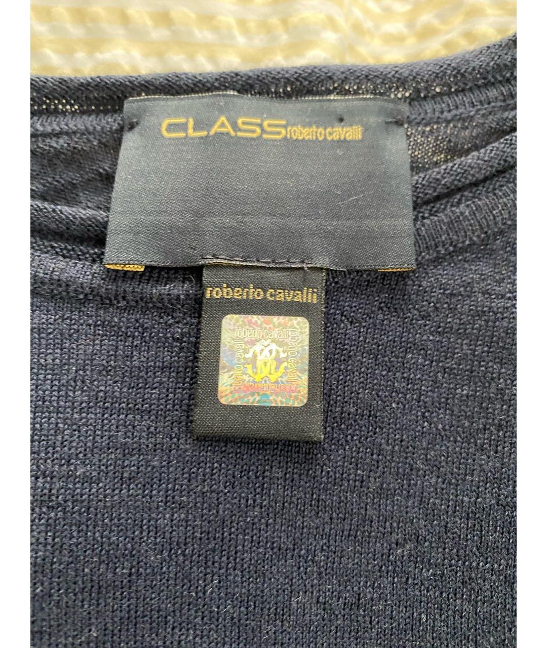 CAVALLI CLASS Темно-синий шерстяной джемпер / свитер, фото 2