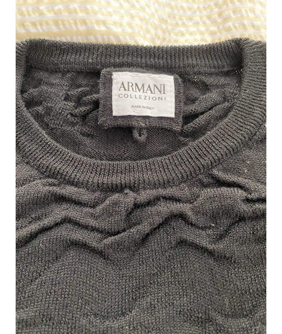 ARMANI COLLEZIONI Черный шерстяной джемпер / свитер, фото 2