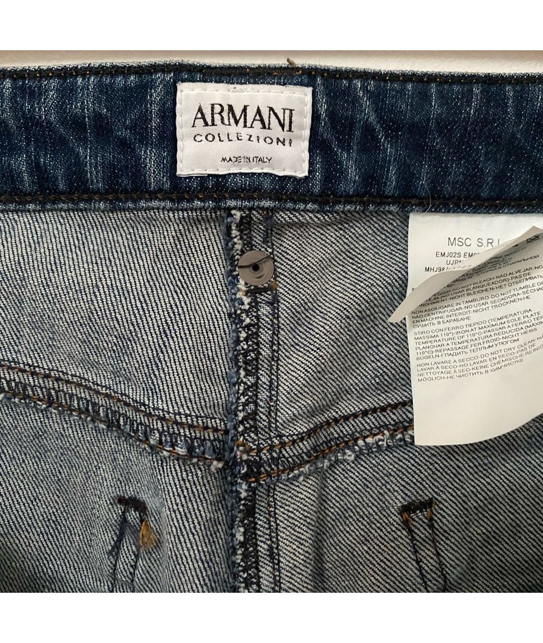 ARMANI COLLEZIONI Синие хлопковые прямые джинсы, фото 3