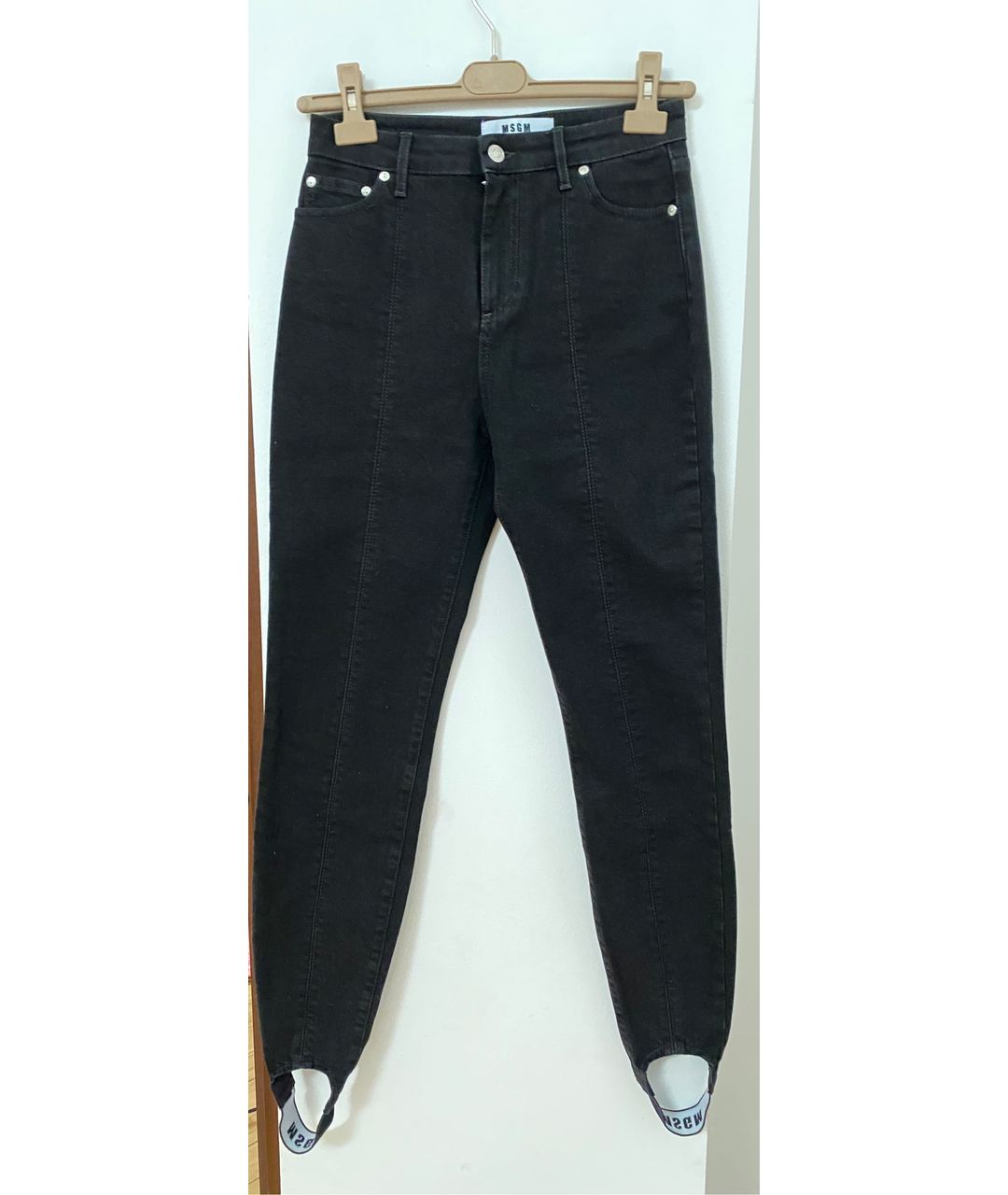 MSGM Черные хлопко-эластановые джинсы слим, фото 7
