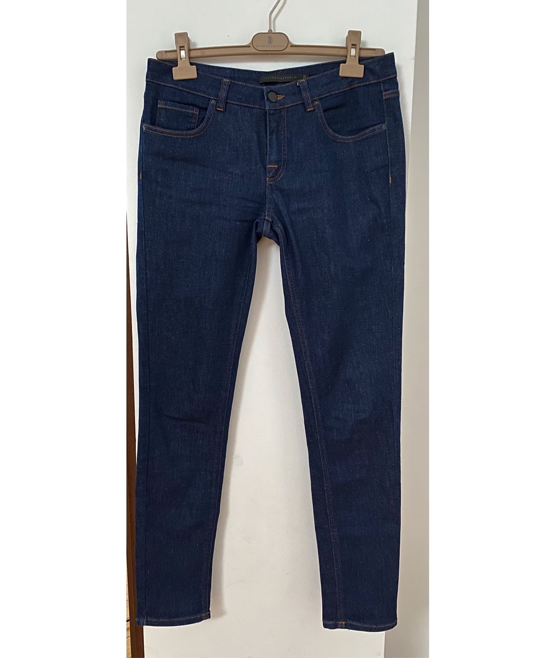 VICTORIA BECKHAM Темно-синие хлопко-эластановые прямые джинсы, фото 6