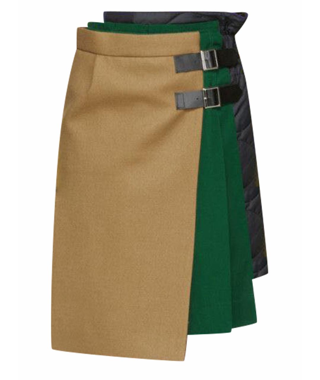 SACAI Зеленая шерстяная юбка миди, фото 1