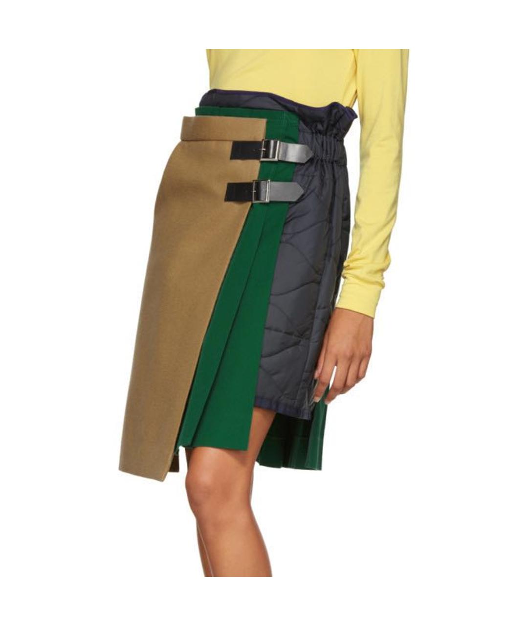 SACAI Зеленая шерстяная юбка миди, фото 2