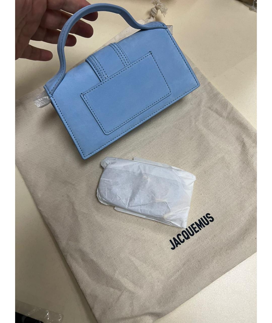 JACQUEMUS Голубая замшевая сумка с короткими ручками, фото 3