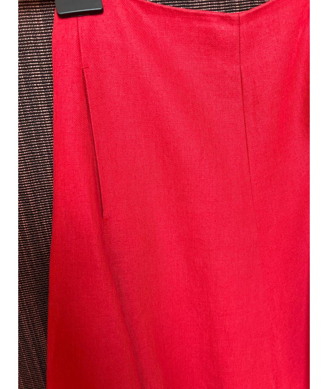 LORO PIANA Красная льняная юбка миди, фото 4