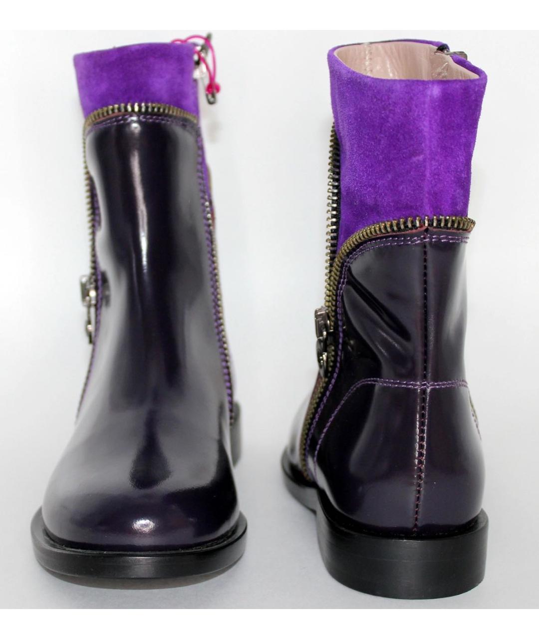 YOUNG VERSACE Фиолетовые кожаные ботинки, фото 2