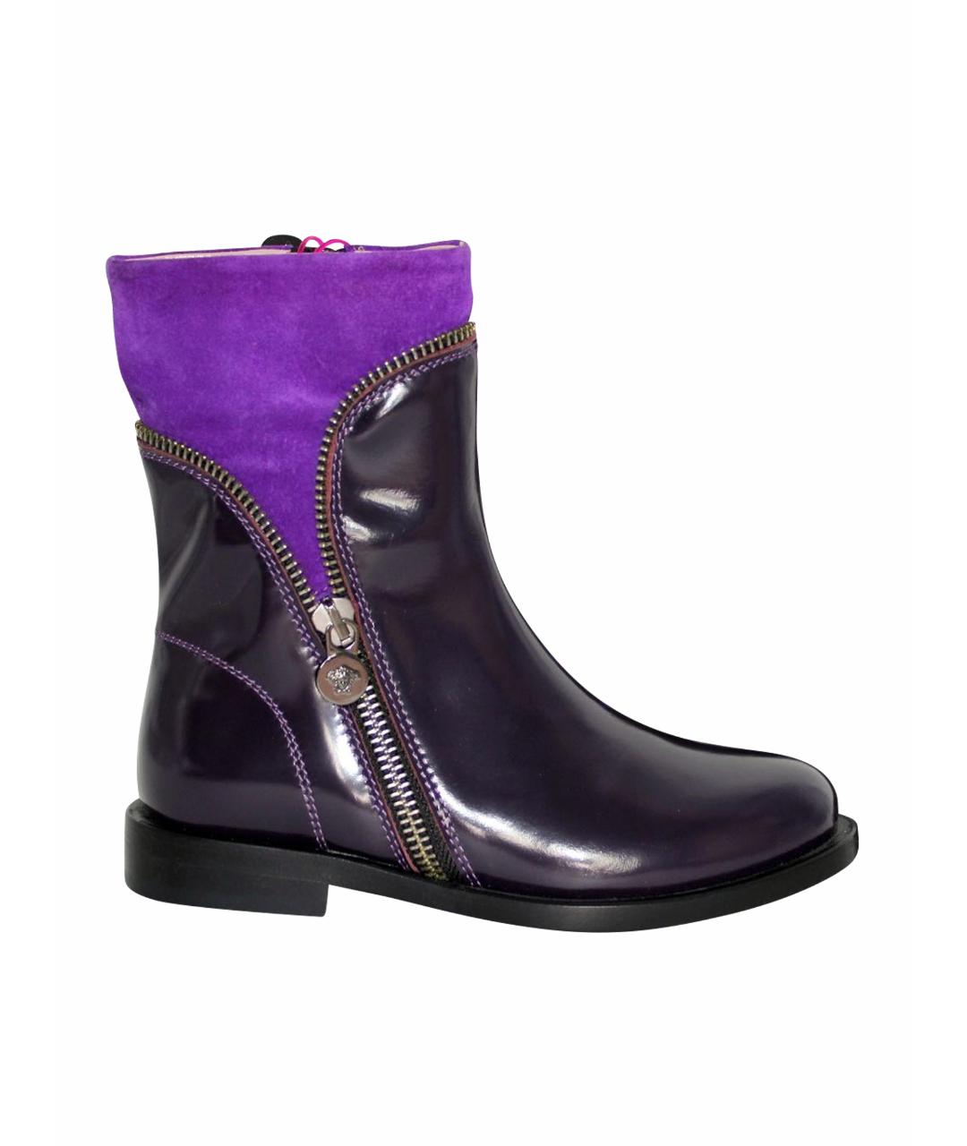 YOUNG VERSACE Фиолетовые кожаные ботинки, фото 1