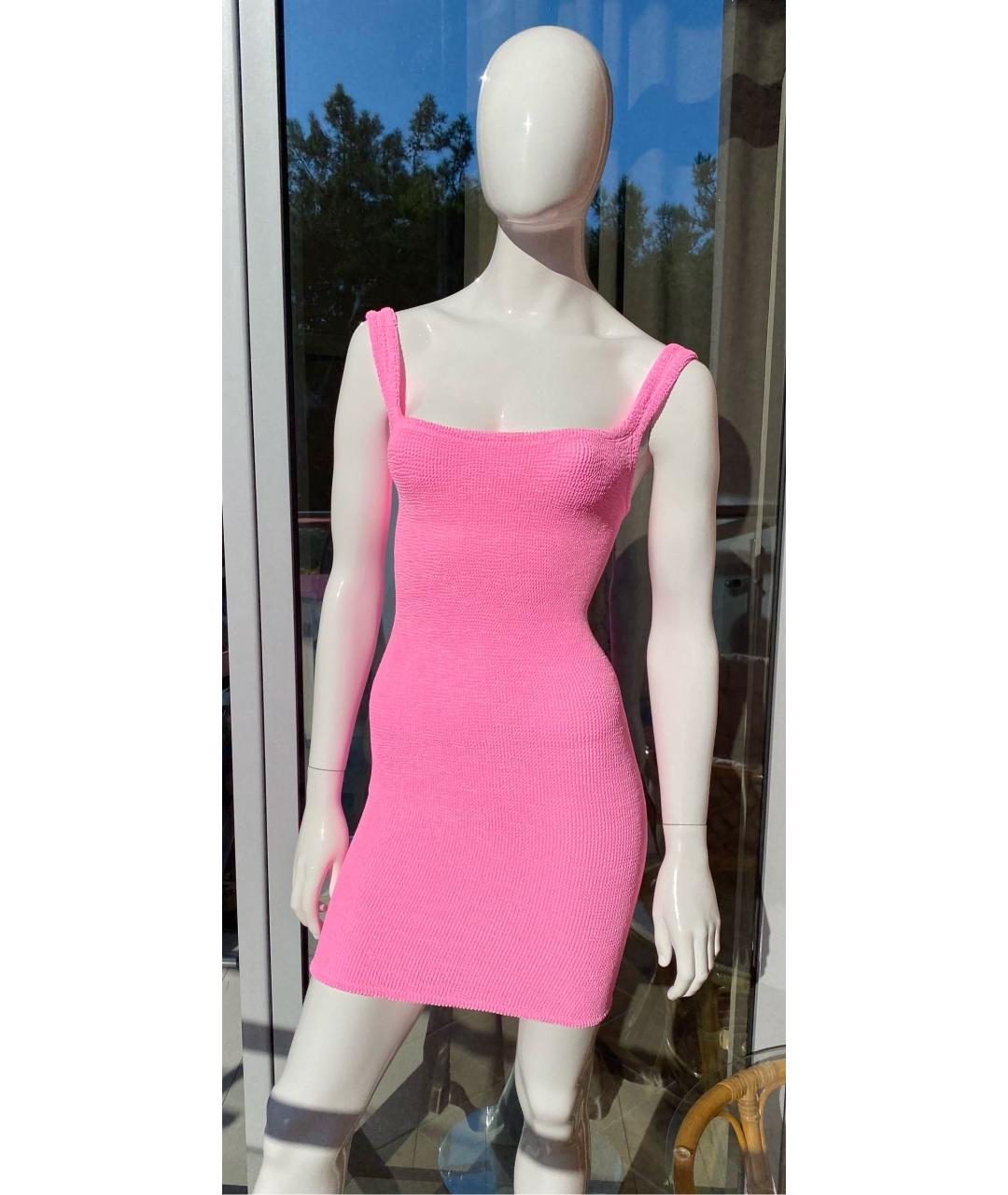 HUNZA G Розовое синтетическое повседневное платье, фото 4