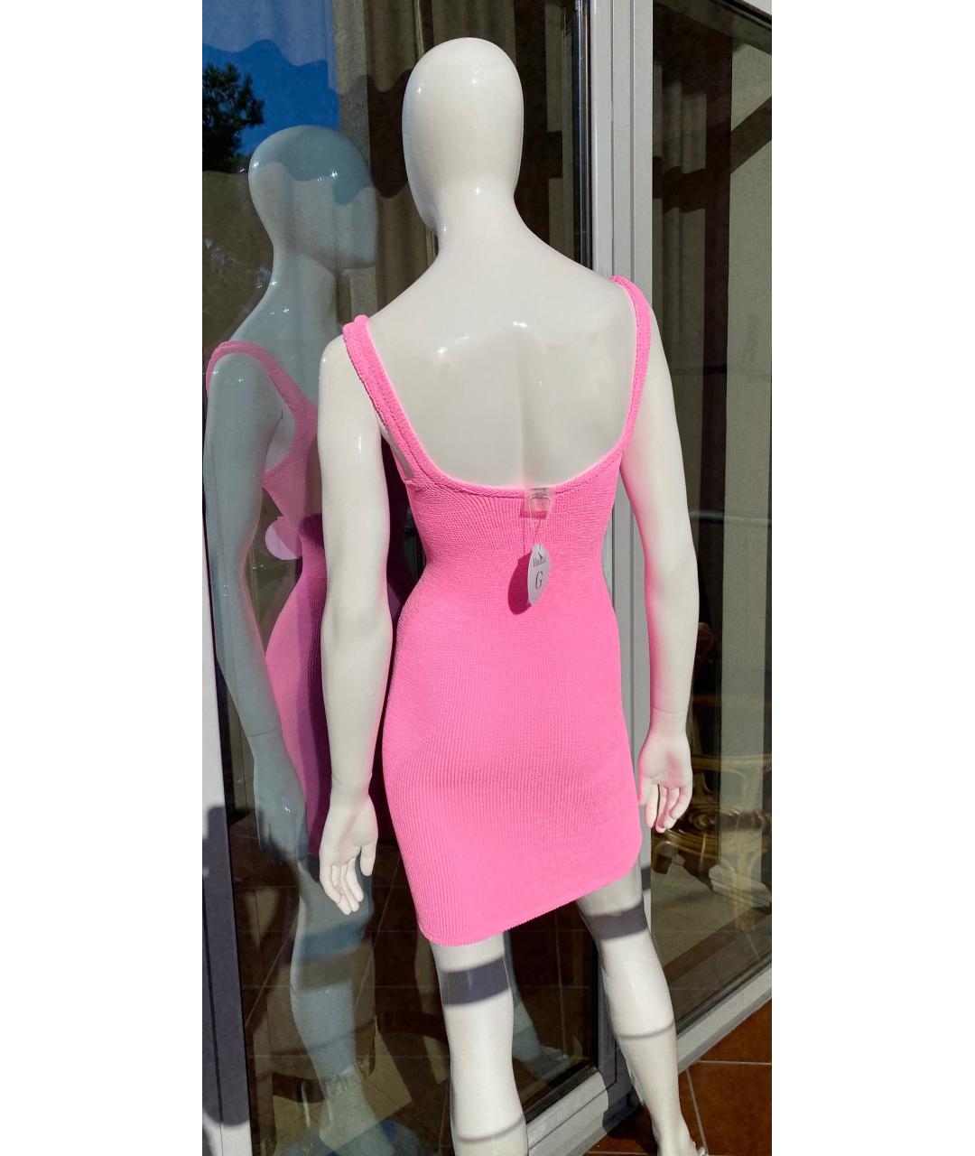HUNZA G Розовое синтетическое повседневное платье, фото 5