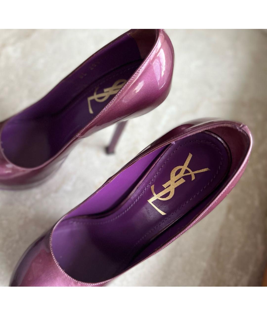 SAINT LAURENT Фиолетовые туфли из лакированной кожи, фото 3