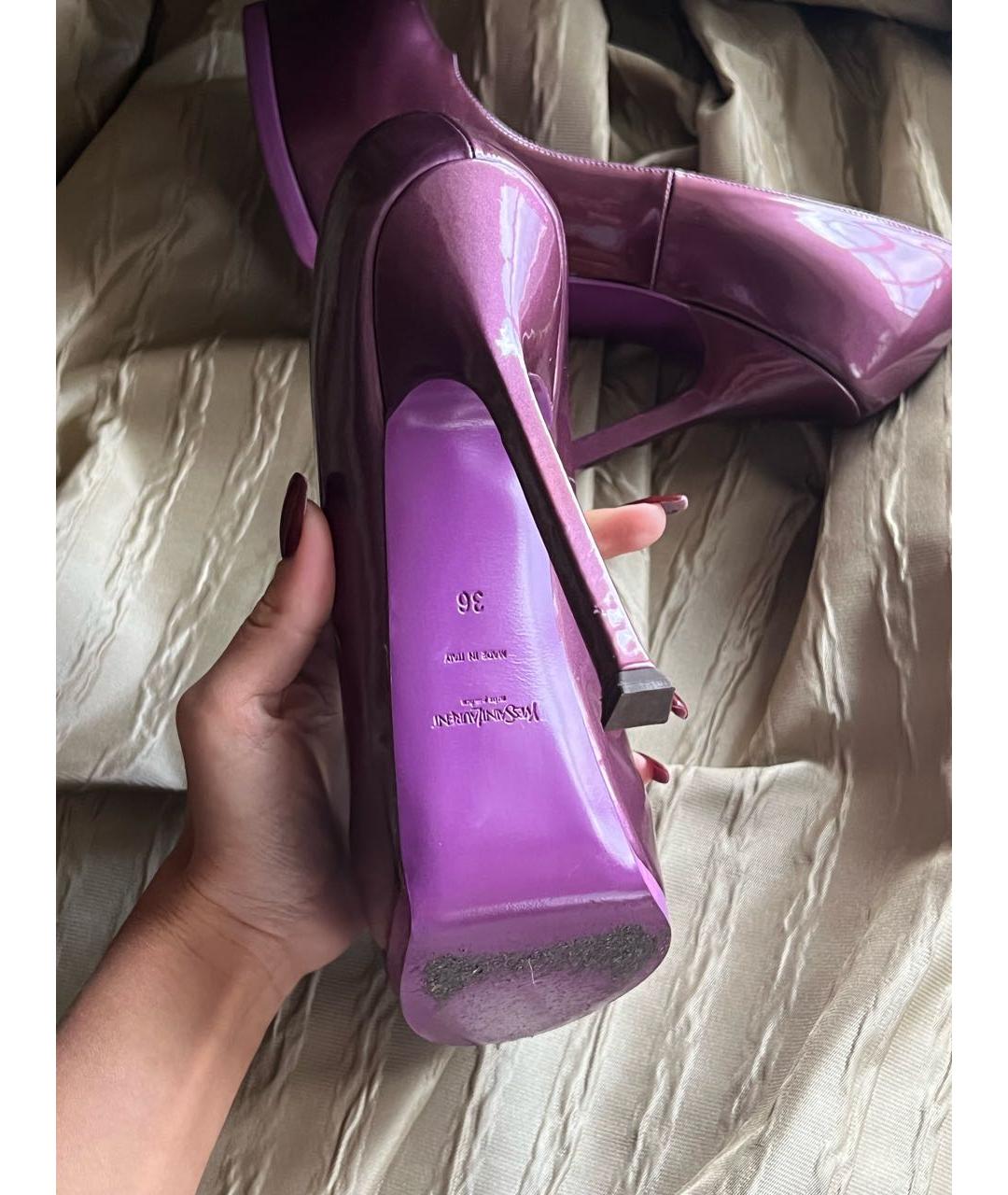 SAINT LAURENT Фиолетовые туфли из лакированной кожи, фото 4