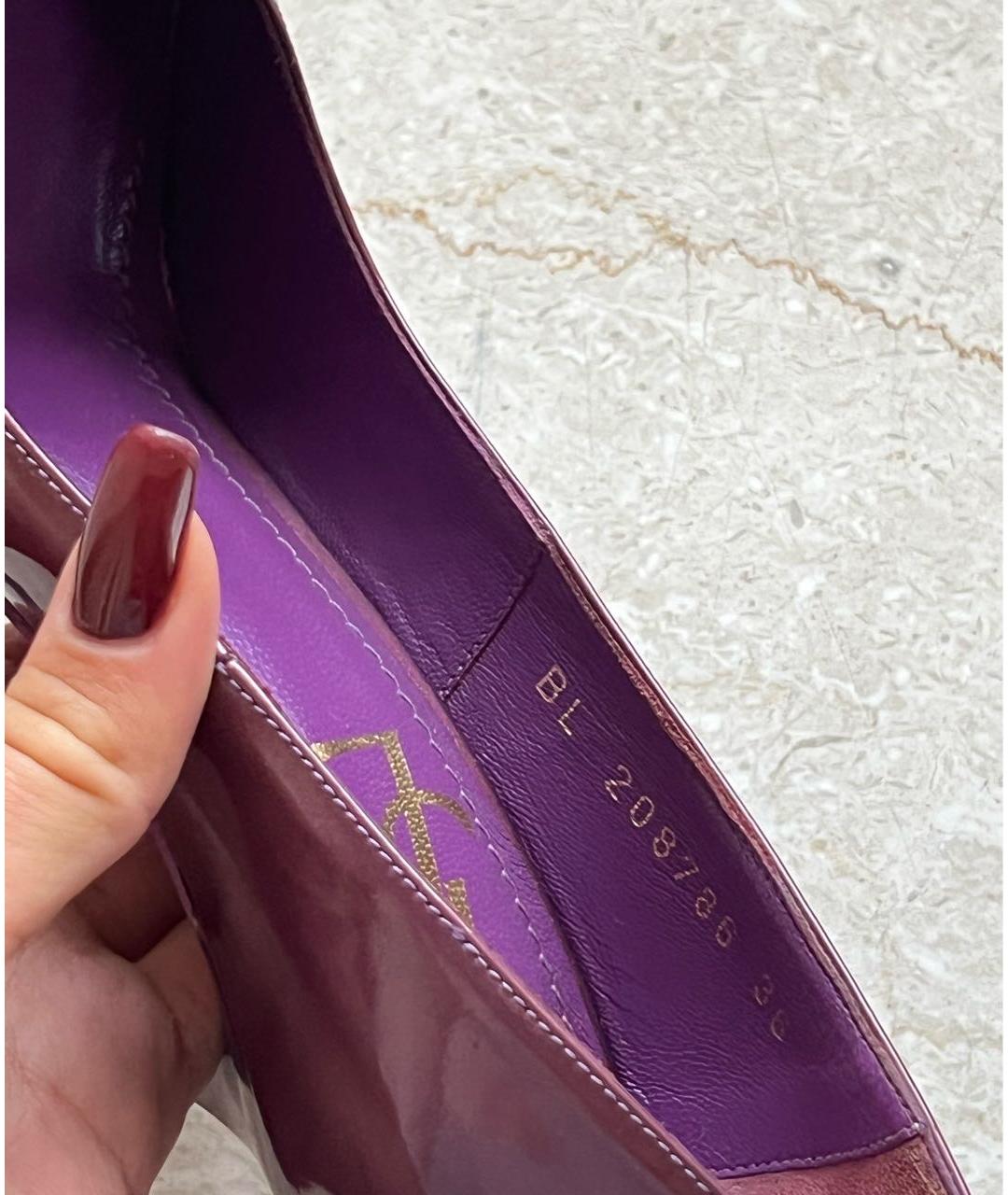 SAINT LAURENT Фиолетовые туфли из лакированной кожи, фото 7