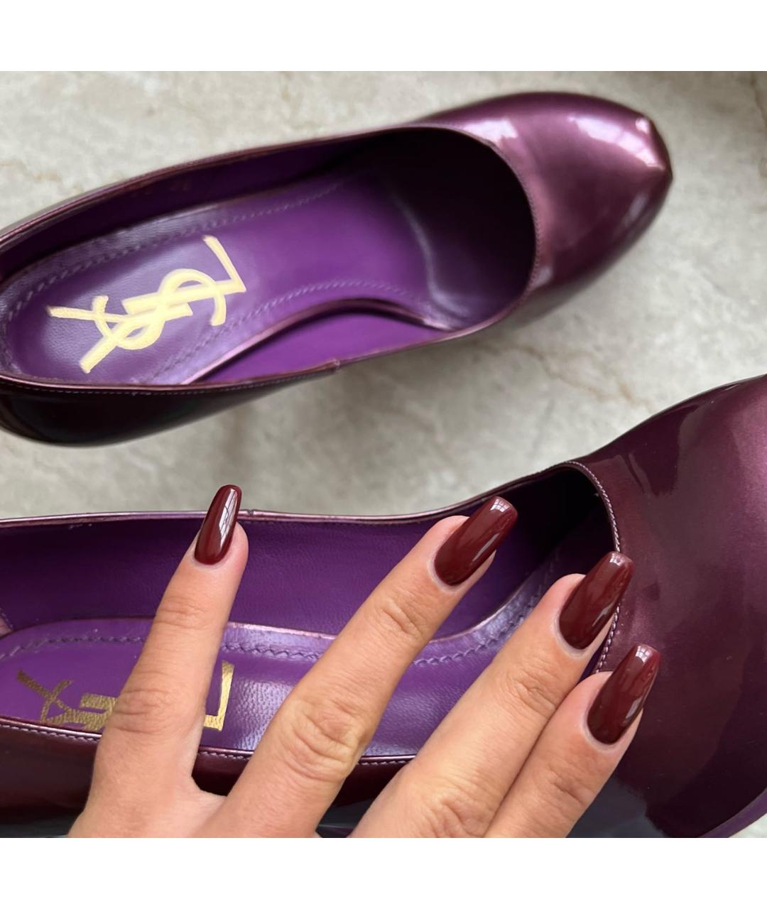SAINT LAURENT Фиолетовые туфли из лакированной кожи, фото 5