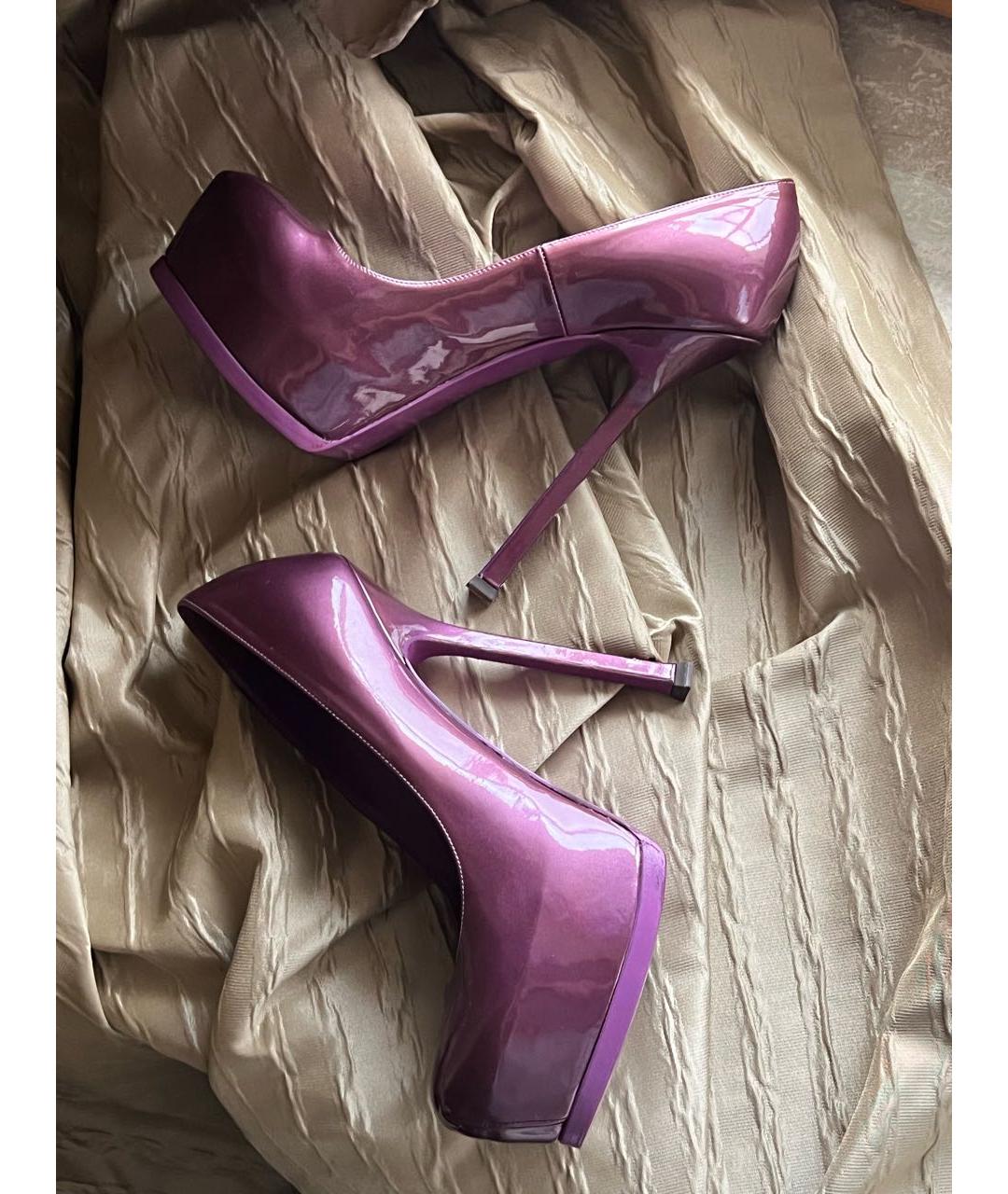 SAINT LAURENT Фиолетовые туфли из лакированной кожи, фото 8