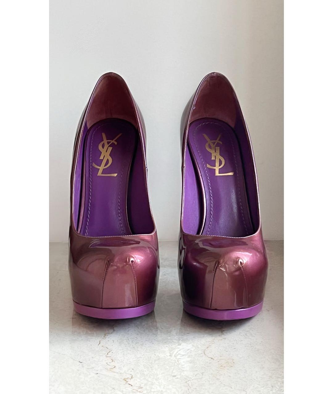 SAINT LAURENT Фиолетовые туфли из лакированной кожи, фото 2