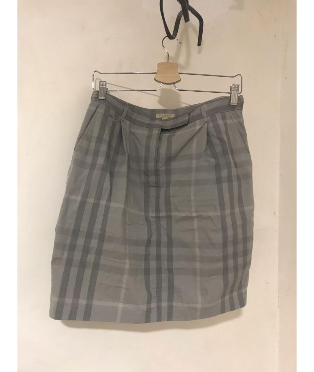 BURBERRY Серая полиамидовая юбка мини, фото 6