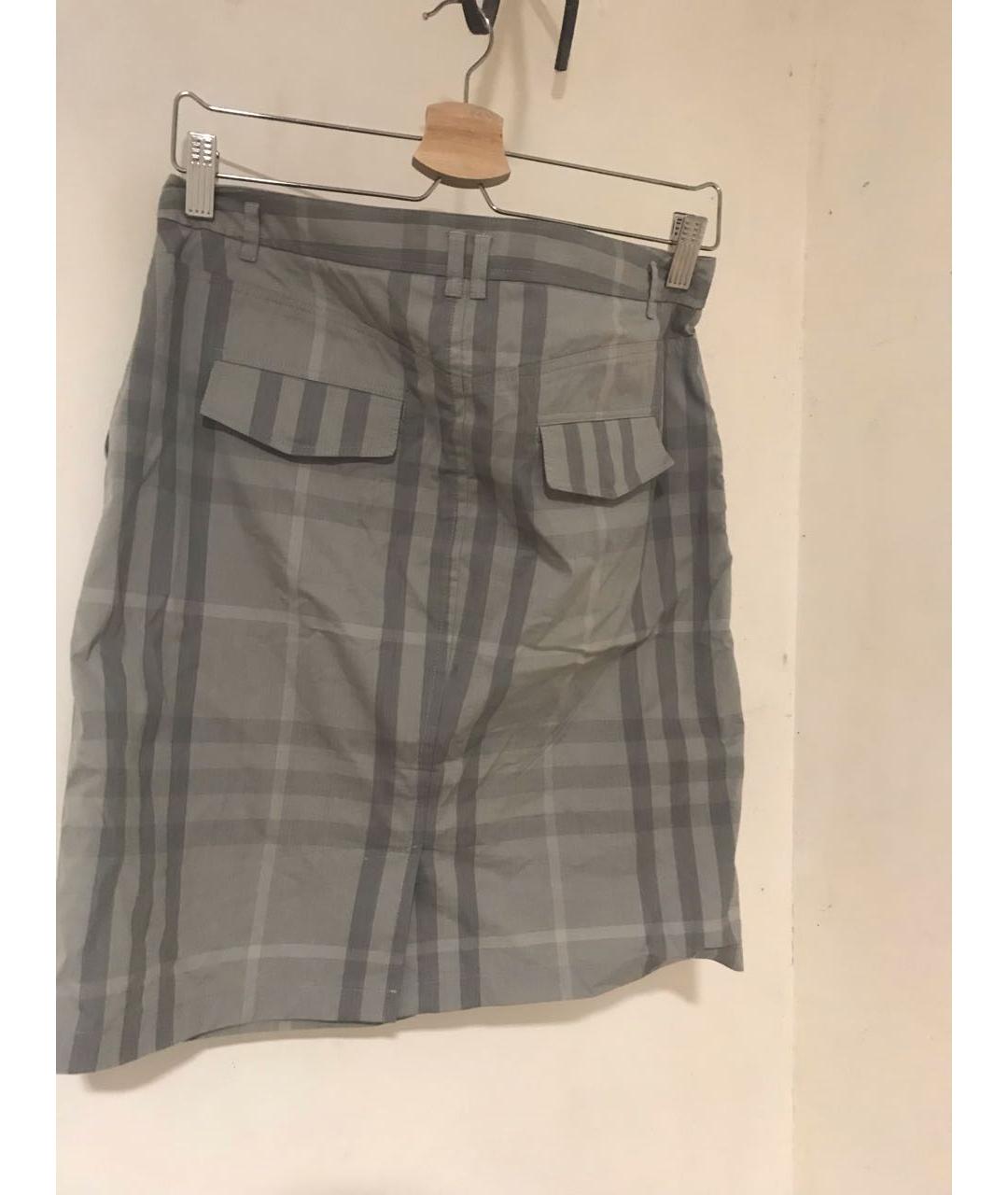 BURBERRY Серая полиамидовая юбка мини, фото 2