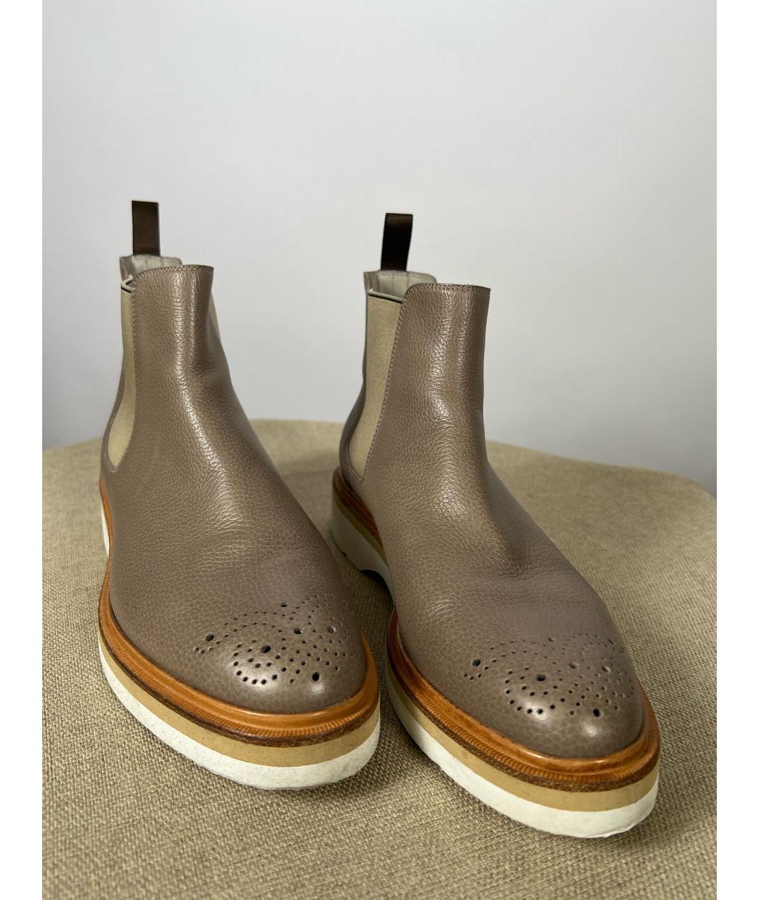 SANTONI Коричневые кожаные ботинки, фото 3