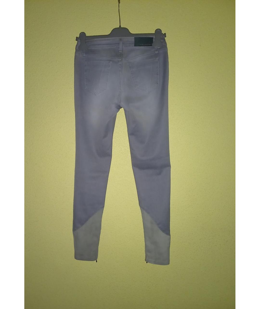 VICTORIA BECKHAM Серые хлопко-эластановые джинсы слим, фото 2