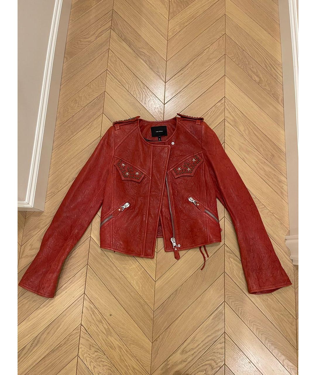 ISABEL MARANT Бордовая кожаная куртка, фото 9
