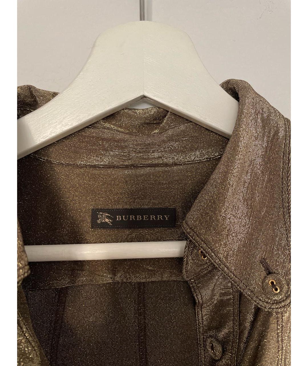 BURBERRY Золотая вискозная блузы, фото 3