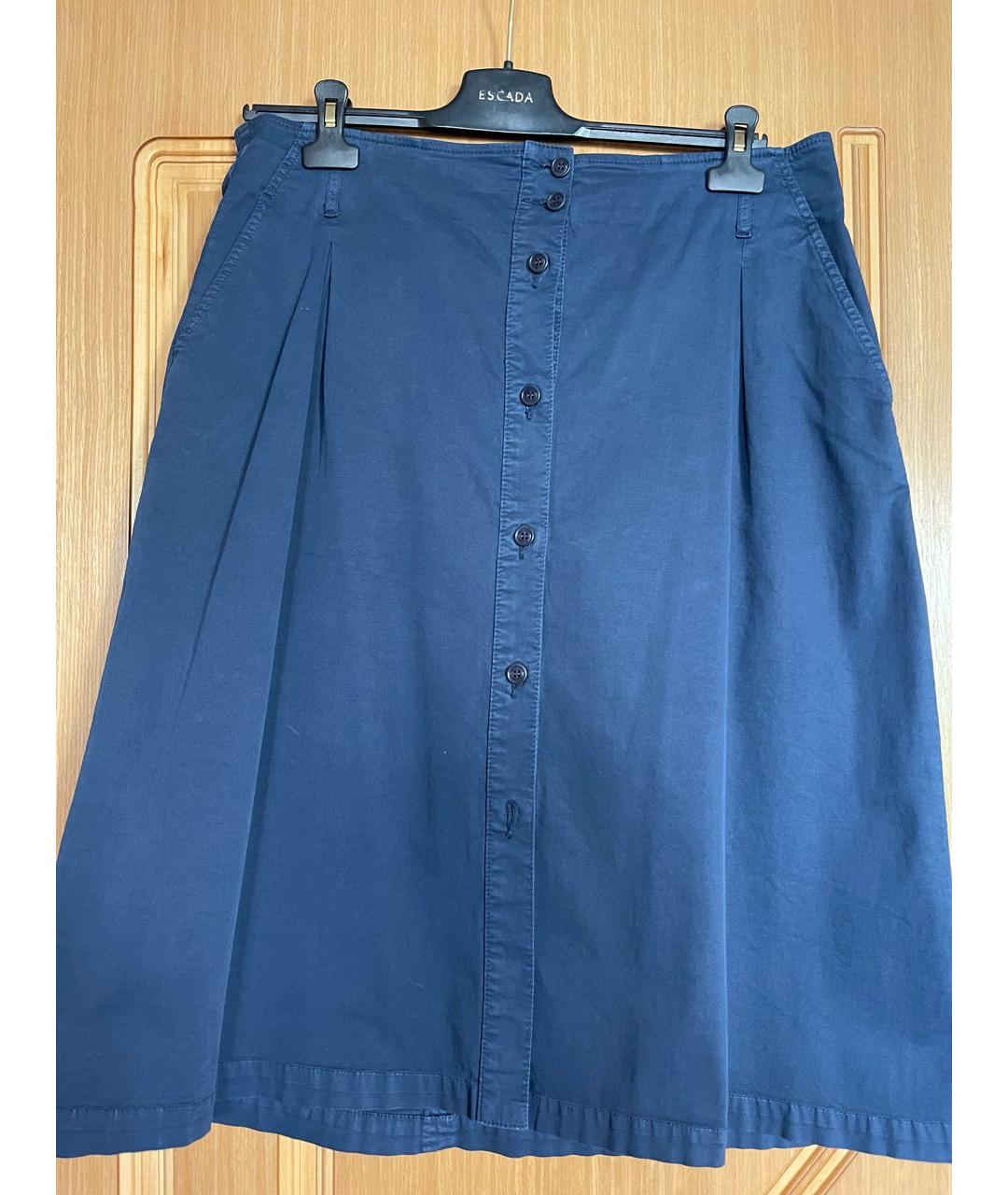 MARINA RINALDI Синяя хлопковая юбка миди, фото 7