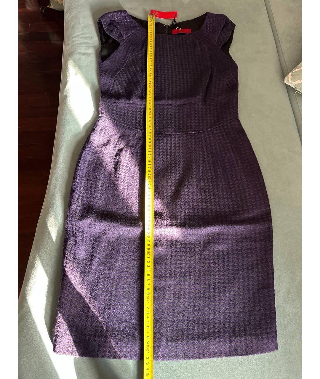 CAROLINA HERRERA Фиолетовое шерстяное повседневное платье, фото 6