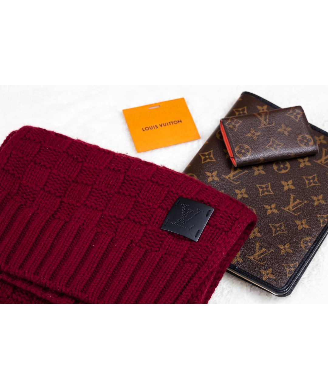 LOUIS VUITTON PRE-OWNED Бордовый кашемировый шарф, фото 3