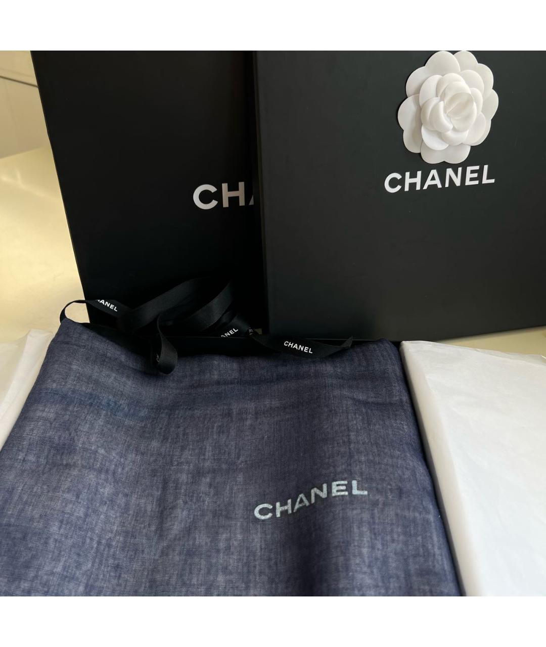 CHANEL PRE-OWNED Темно-синий кашемировый платок, фото 4