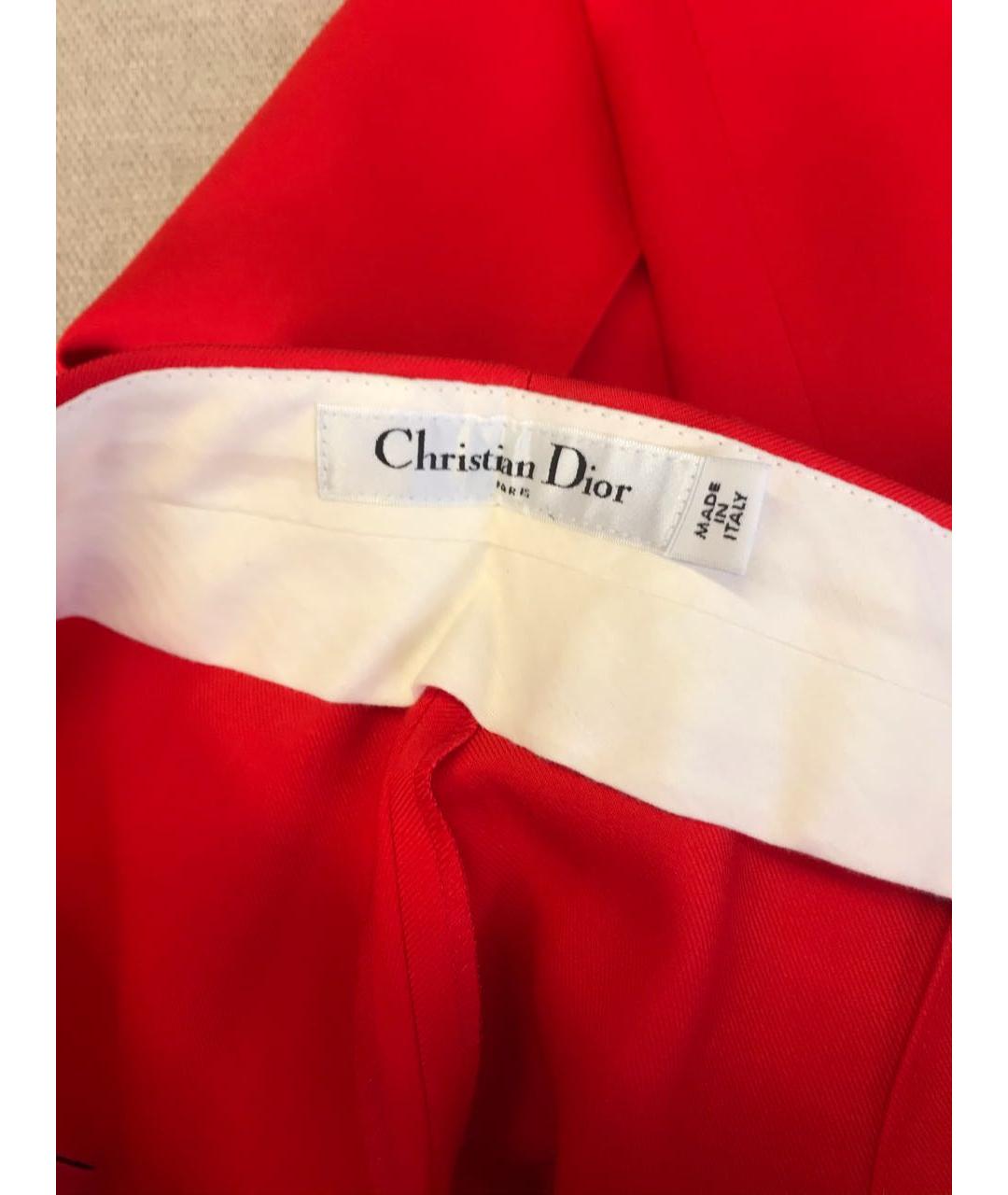 CHRISTIAN DIOR PRE-OWNED Красные шерстяные прямые брюки, фото 6