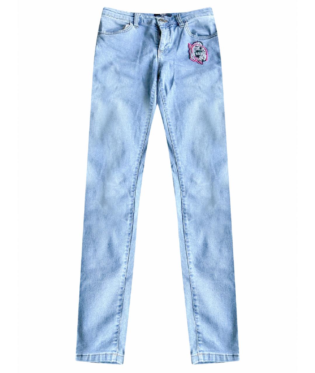 VERSUS VERSACE Голубые хлопко-эластановые джинсы слим, фото 1